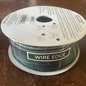 Place & Time - Home for Holidays Ribbon Green Flannel 1 1/2 inch Wire Edge NEW